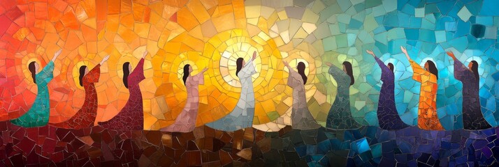 Belive in God,  Jesus on the cross is a picture made of mosaic.