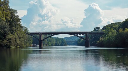 Obraz premium Serene Bridge Over a Tranquil River