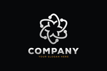 Technology flower logo abstract design template