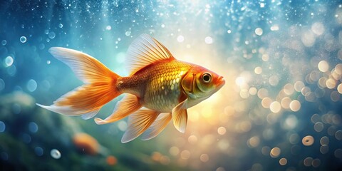 A Glimpse of Goldfish Grace Amidst a Shimmering Underwater Wonderland