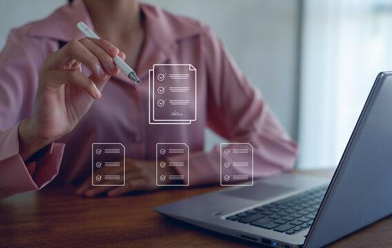 E-signing, digital document management, paperless office, signing business contract concept, Online business contract Electronic signature.