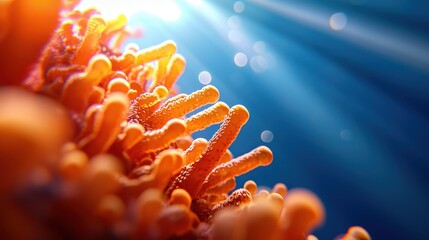 Marine Biologist Studies Coral Underwater Scene