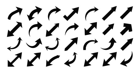 Set of Black Rotating Arrows - Vector Icons for Cycle and Refresh Concepts