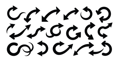 Set of Black Rotating Arrows - Vector Icons for Cycle and Refresh Concepts