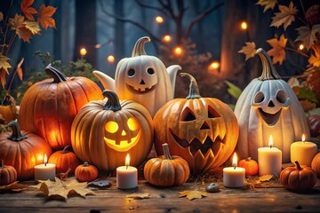 Dive into classic Halloween cartoons featuring pumpkins, ghosts, bats, and eerie elements, creating a delightful