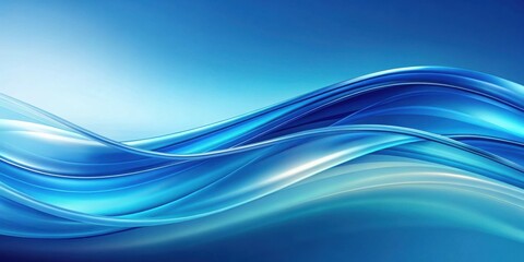 Naklejka premium Abstract Blue Wave Background with Smooth Curving Lines