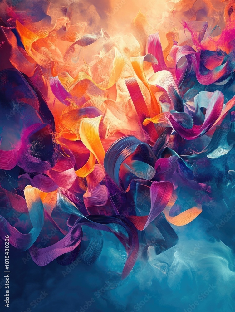 Poster surreal and dynamic fluid typography poster with letters transforming into abstract organic shapes a