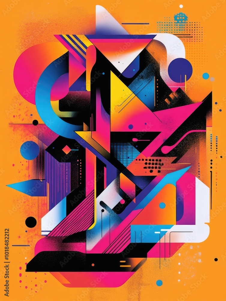 Poster captivating typographic poster with geometric patterns and bold colorful designs a dynamic and visua