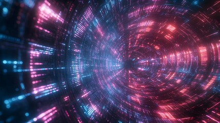 Obraz premium Mesmerizing Neon Lights Swirling in a Hypnotic Digital Vortex Futuristic Techno Cosmic Explosion of Color and Motion