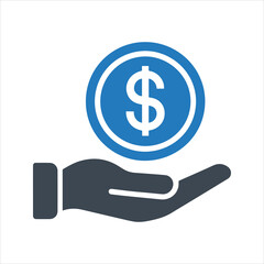 Money in hand icon. Income, budget, payment icon