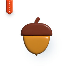 An acorn in a brown hat. Element for design. Vector illustration