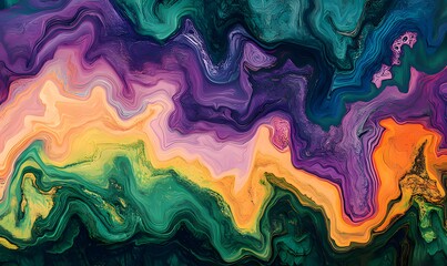 A mesmerizing abstract artwork featuring a vibrant blend of colors in a fluid, flowing pattern