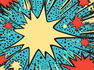 Fototapeta premium Vibrant comic book explosion background with dynamic stars