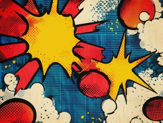 Vibrant comic book style explosion graphics