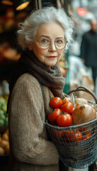 woman with basket of vegetables