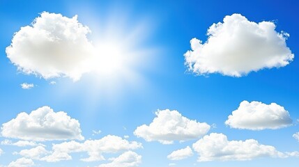 Fototapeta premium Bright Blue Sky with Fluffy White Clouds