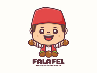 Falafel cartoon mascot design. Middle eastern food logo template