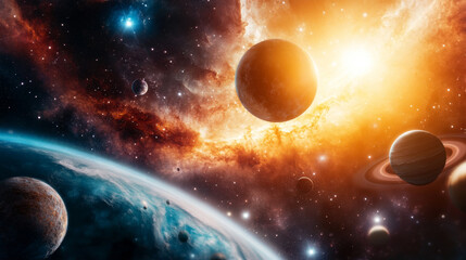 Obraz premium Exploring the Mysteries of the Universe: A Journey Through Cosmic Landscapes and Celestial Bodies