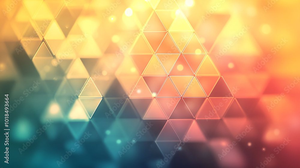 Poster abstract warm pastel blurred gradient background featuring geometric pattern of triangles. soft colo