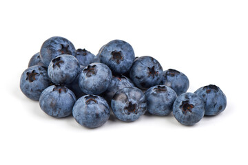 Fresh ripe blueberries, isolated on white background.