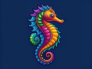 Fototapeta premium Eye-catching seahorse logo perfect for oceanic brands, marine life enterprises, and aquatic businesses, embodying the charm and vitality of ocean ecosystems.