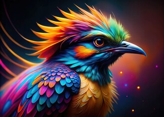 Fototapeta premium Featuring a lively blend of colors and shapes, this abstract bird artwork adds a vibrant touch to creative spaces, inspiring creativity and positive energy everywhere.