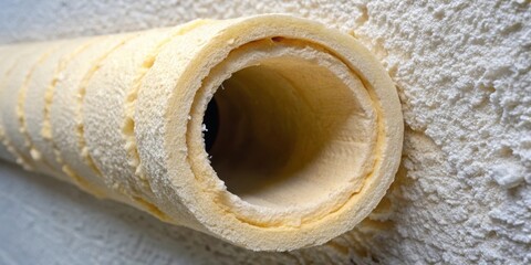 Polyurethane foam filled pipe inside a wall , construction, insulation, plumbing, building