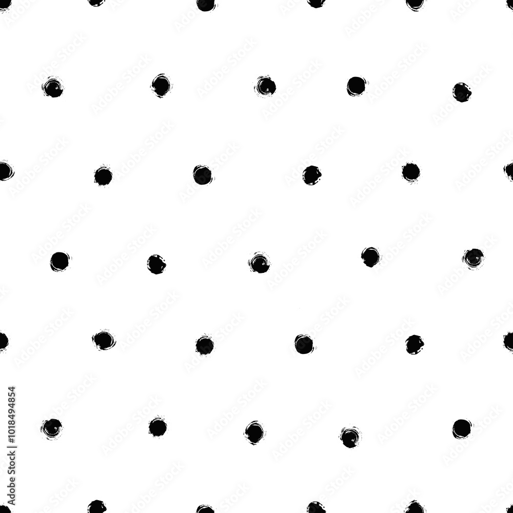 Aufkleber vector dots pattern. seamless black and white brush stroke background. polka dot print with distress