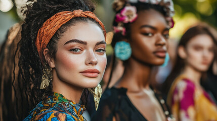Obraz premium Celebrating Diversity in Beauty Through Fashion and Style: A Vibrant Showcase of Unique Faces