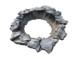 Cracked surface rock hole isolated on transparent or white background, png