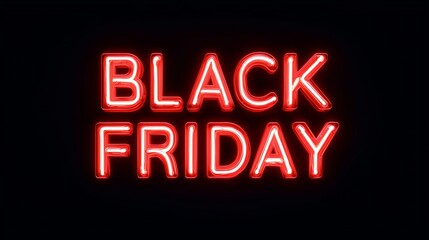 Neon Black Friday sign glowing in red, symbolizing sales and shopping.