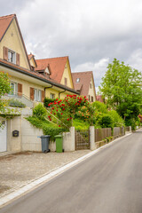A perfect neighborhood. Houses in suburb at Spring in the Zurich, Switzerland.