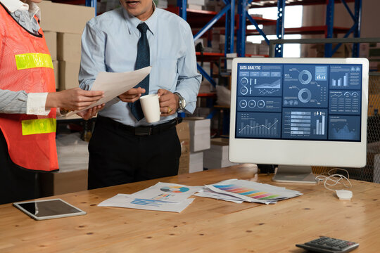 Business data dashboard provide business intelligence analytic for marketing strategy planning snugly with big data set to analyze customer demands and foreseeing business future