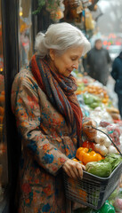 Elder Woman Shopping for Produce