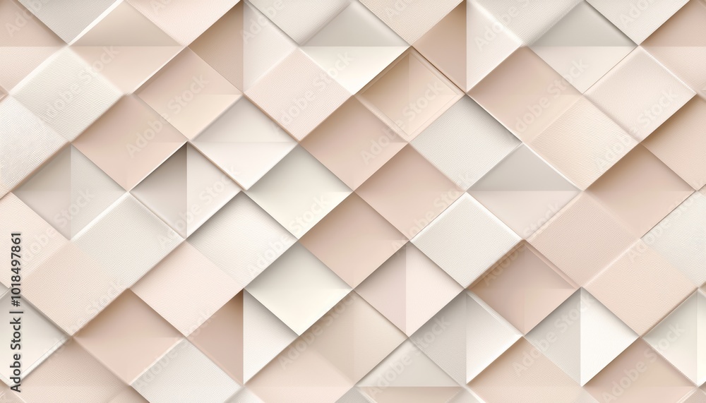 Poster geometric diamonds in soft shades of pink and beige, arranged symmetrically to create a clean and st