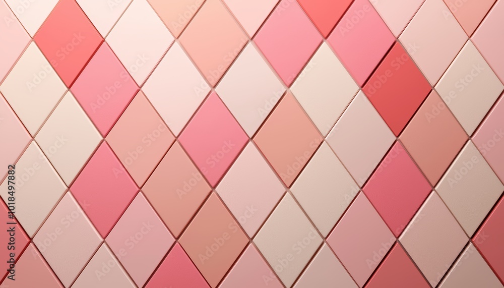 Poster geometric diamonds in soft shades of pink and beige, arranged symmetrically to create a clean and st