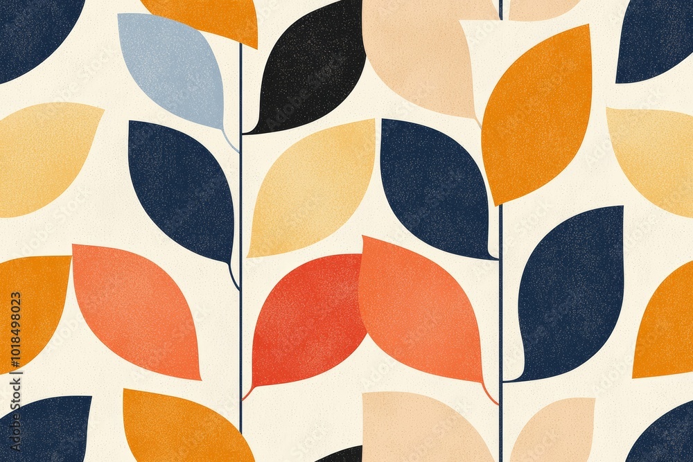 Poster geometric floral motifs in soft pastels create a balanced and structured pattern, perfect for a calm
