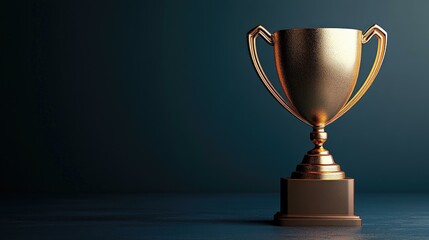 Golden Trophy on Dark Background