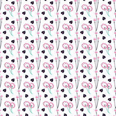 Seamless floral pattern with a plain background.