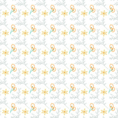 Seamless floral pattern with a plain background.