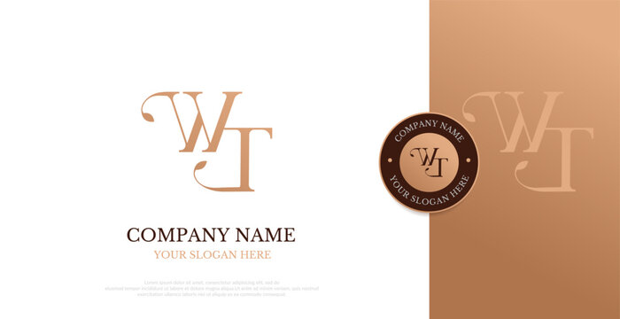 Initial WT Logo Design Vector 