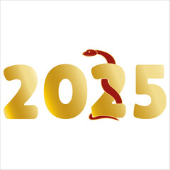 Chinese 2025 New Year Numeric. Zodiac Asia Silhouette Snake