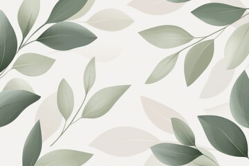 Outlined eucalyptus leaves in muted green, scattered across a soft grey background for a subtle, soothing pattern