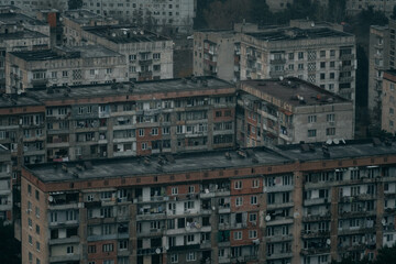 The old panel houses with multi-storeys apartment buildings in Tbilisi, Georgia, built in Soviet...