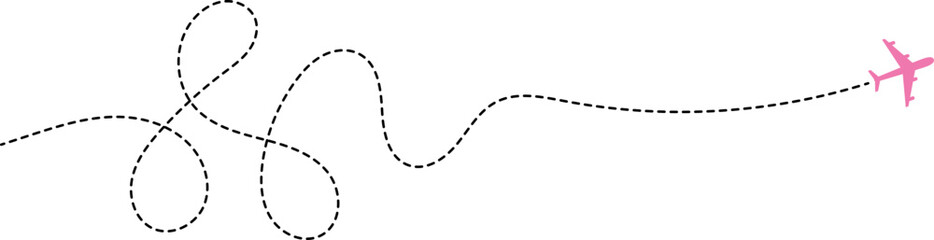 Airplane Dotted Route Line © Demolab