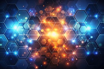 Colorful Glowing Lights Hexagons With Colored On The Background
