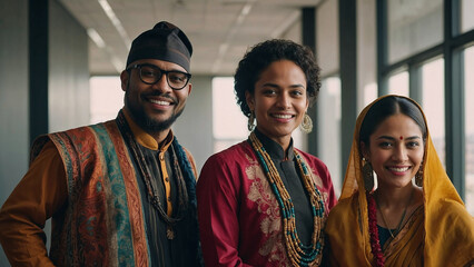 People from different cultures are working together. cultural diversity