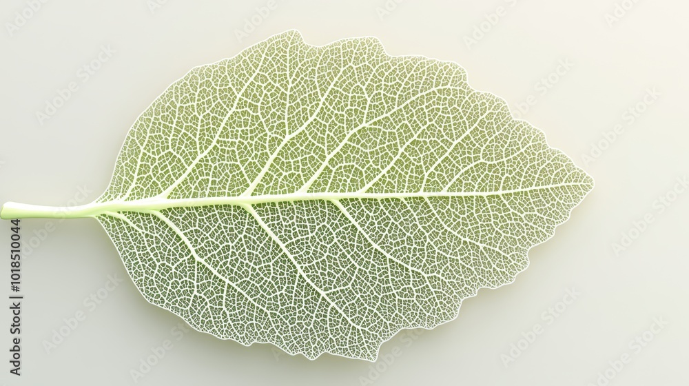 Poster delicate leaf with intricate vein patterns, isolated on a white background for a minimalist aestheti