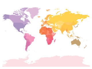 This political world map illustrates the boundaries between countries, highlighting various regions with distinct colors to represent different nations and territories across the globe.