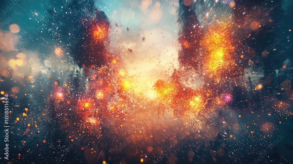 Poster a vibrant explosion of colors and lights, creating a dynamic and abstract background full of energy 